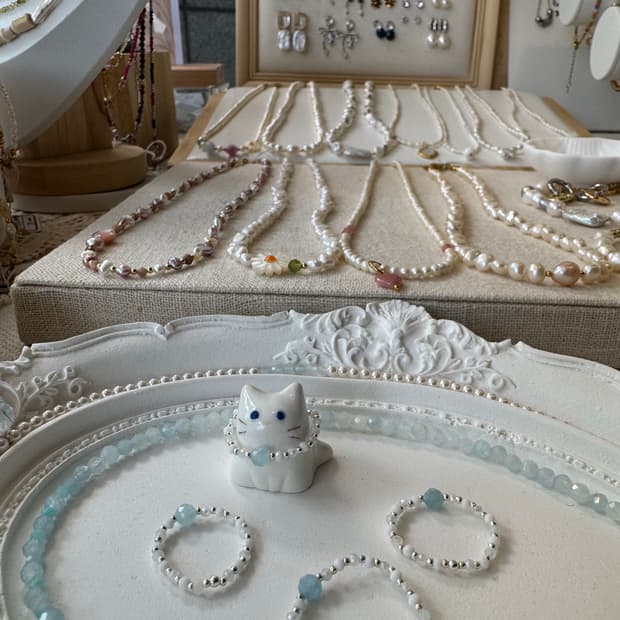 모두가 예쁘다고 한 아쿠아마린 비드반지🩵💍🤍