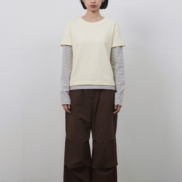 오헤시오 팬츠 EFFECT NYLON PANTS, BROWN