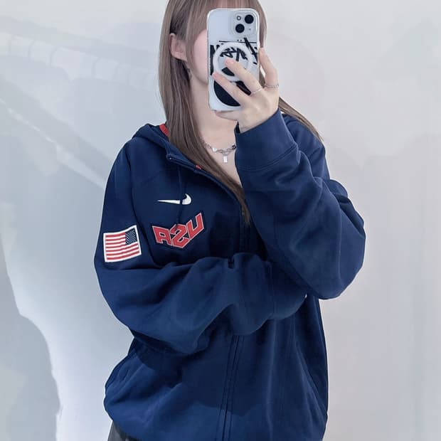 나이키 네이비 USA 스우시 후드집업
