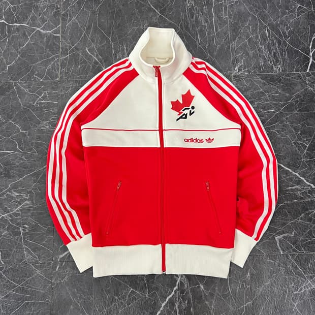 아디다스 레드 삼선 OG 구 캐나다 트랙탑 져지 자켓