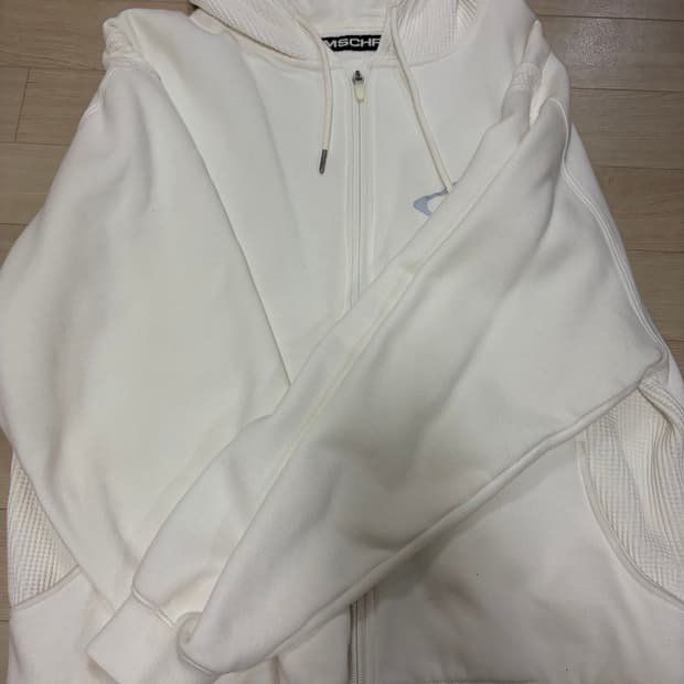 미스치프 롬버스 와플 후드집업 화이트