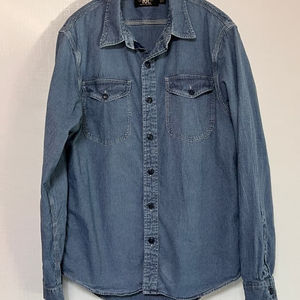 Rrl 셔츠 m / 스트라이프 히코리 더블알엘 데님 워크 트러커 자켓