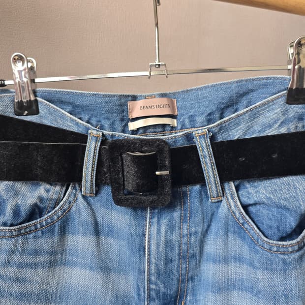 블랙 벨로아 빈티지 벨트