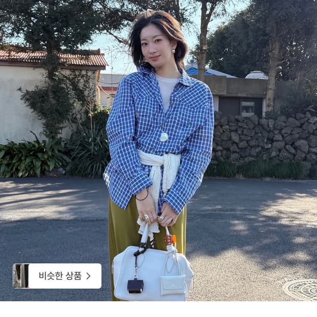 에이치모드 hmode blue check shirt
