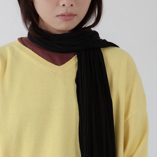 지지 플리츠 롱 스카프(블랙)
