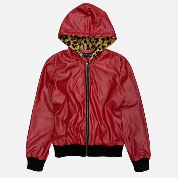 red hood zip-up jacket