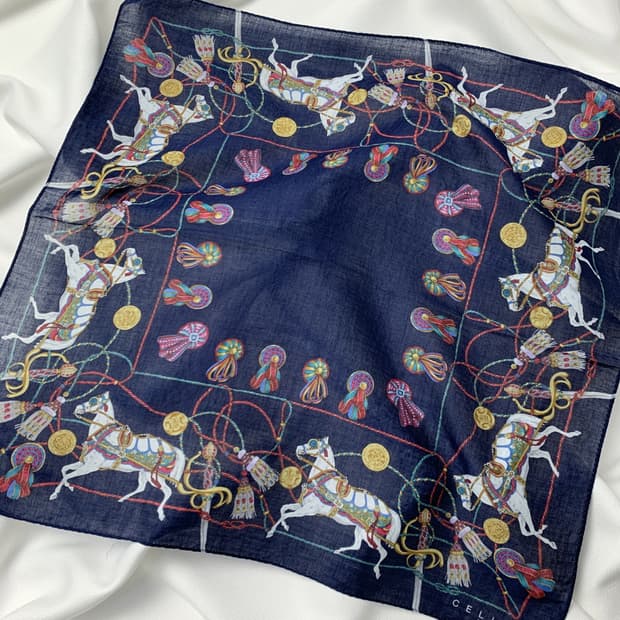 [정품] Celine 셀린느 말 패턴 빈티지 쁘띠스카프 손수건