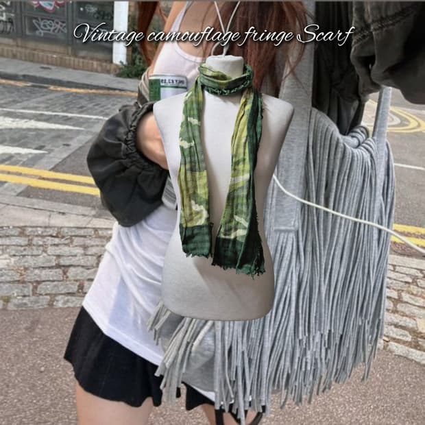 Vintage camouflage fringe Scarf