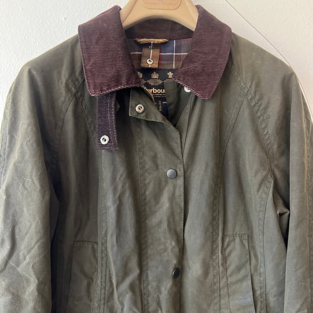 바버 여성 카키 왁스자켓 헌팅자켓