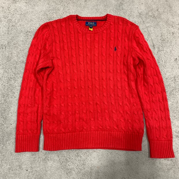 폴로 랄프로렌 케이블 니트 레드