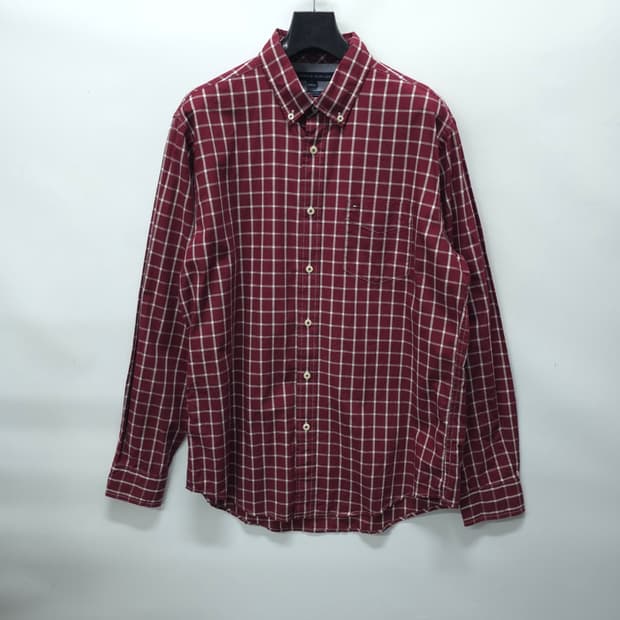 타미힐피거 클래식핏 버건디 체크셔츠 ( 95~100 )