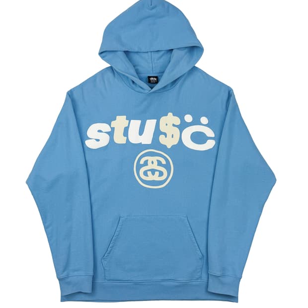 스투시 x CPFM 8볼 피그먼트 다이드 후드 블루