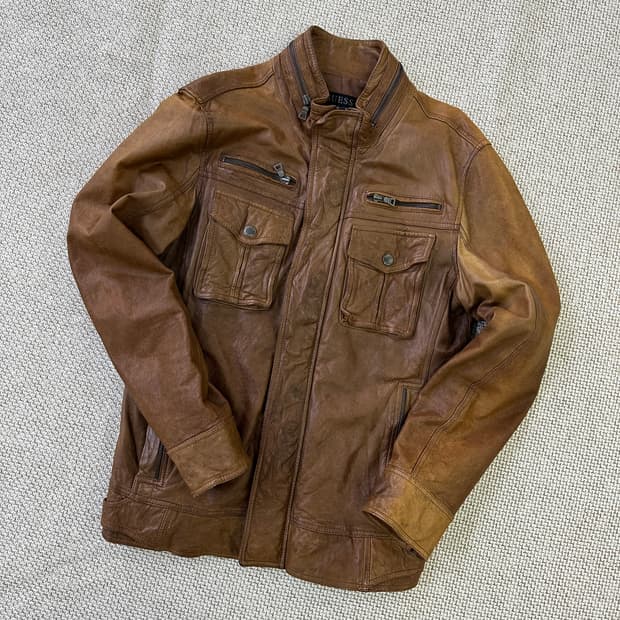 L 게스 빈티지 양가죽 레더 자켓 0326D