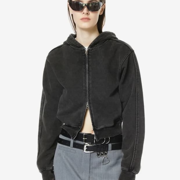 lcdc 스노우 워싱 크롭 후드집업