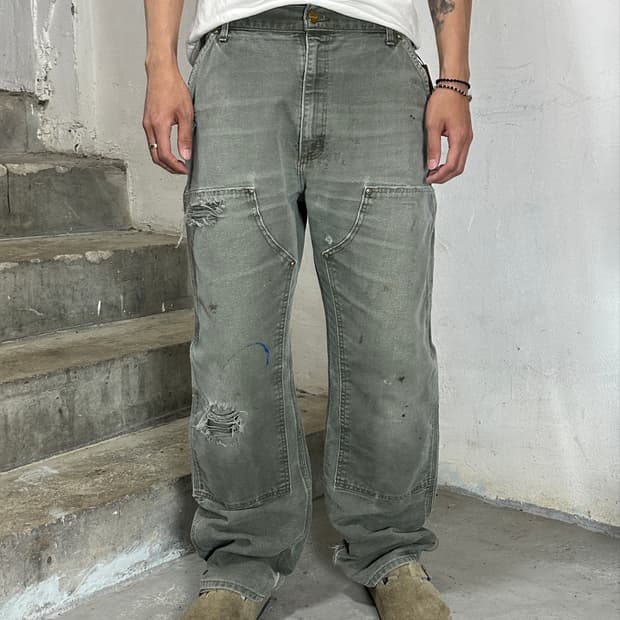 OG USA Made 칼하트 B01 더블니 팬츠 칼하트 MOS 모스그린