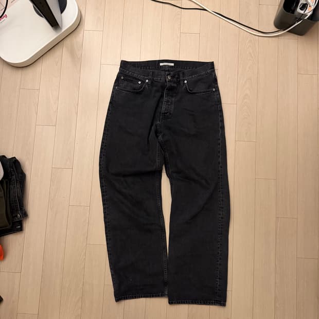 선플라워 블랙 와시드 루즈 데님 34