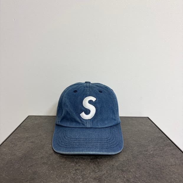 (OS) 슈프림 S로고 볼캡 모자 워시드 데님