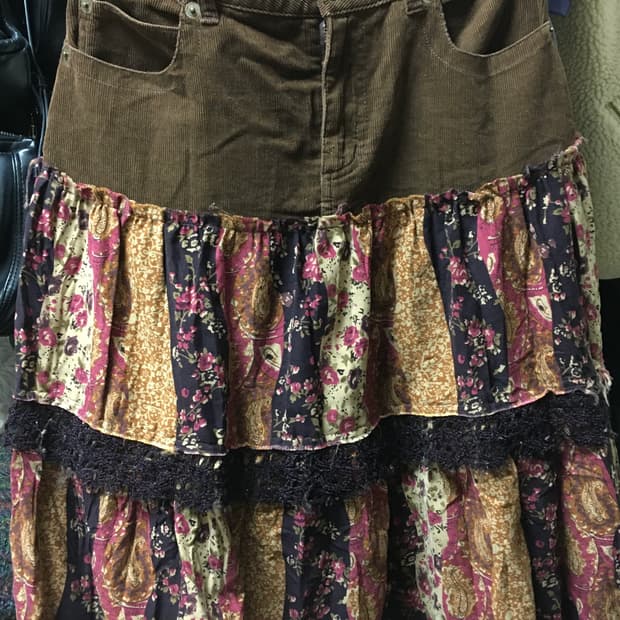 코듀로이 플라워 레이어드 스커트