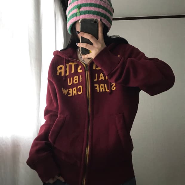 홀리스터 버건디 후드집업