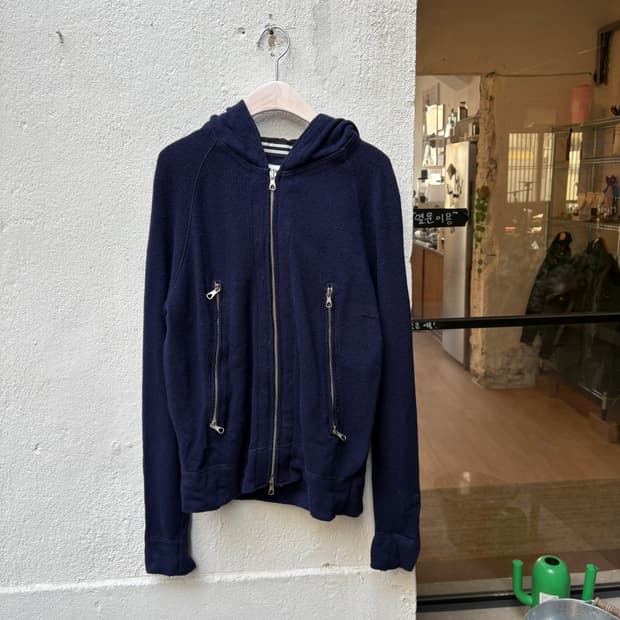 씨피컴퍼니 네이비 울 고글 후디 집업 자켓