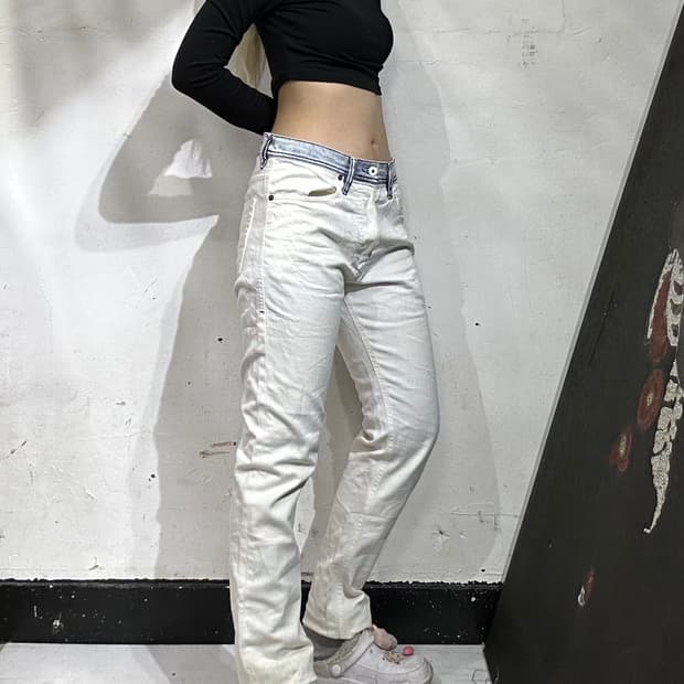 디젤 화이트 데님 투톤 아카이브 청바지 28