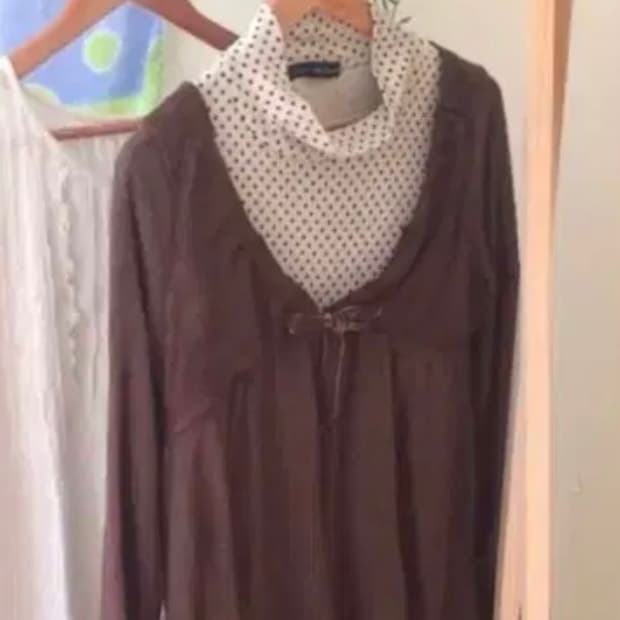 마루빈티지 초코도트 반목 모리걸 니트