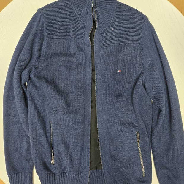 타미힐피거 남성 니트 집업 가디건 M 네이비