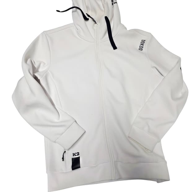 [K2] 한정판 독도 에디션 화이트 블랙 배색 후드 집업 100 (기모X