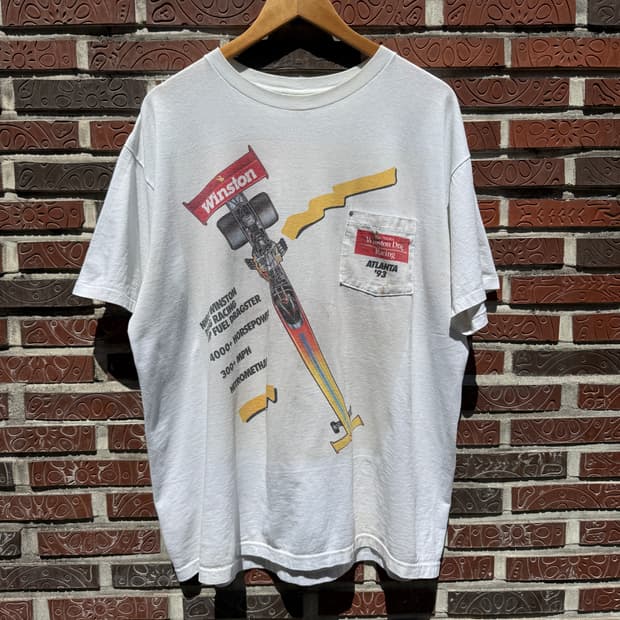 Winston Racing 90s 빈티지 포켓 티셔츠