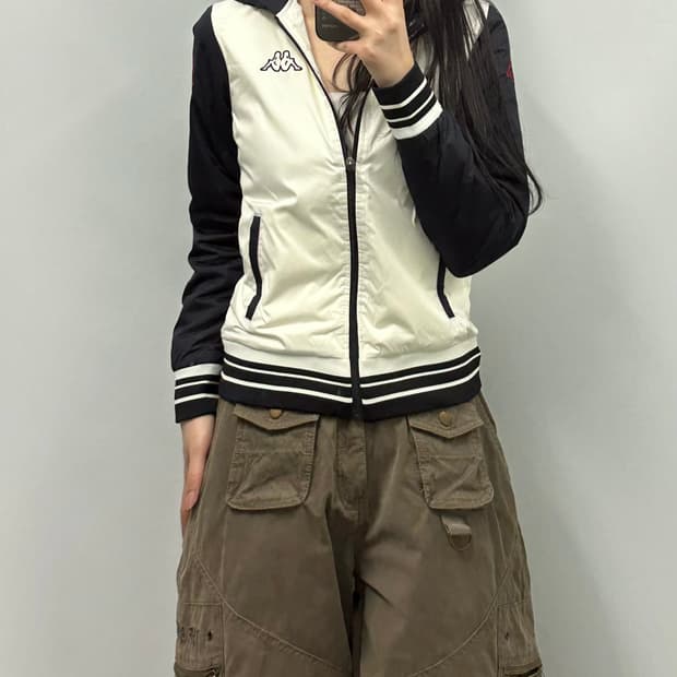 카파 y2k 와투케 나그랑 오래오 배색 후드자켓
