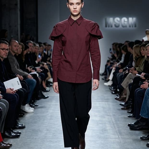 MSGM 2019fw 버건디 프릴 셔츠 40사이즈