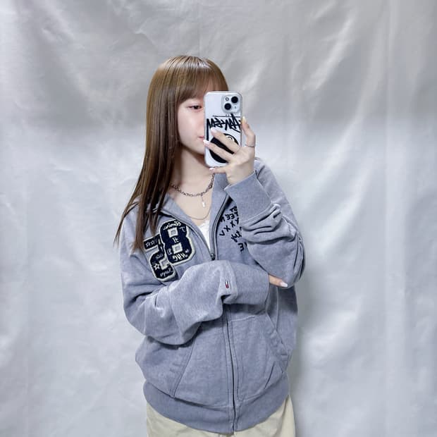 타미힐피거 Y2K 그레이 코튼 집업 