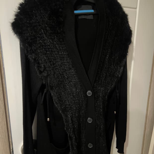 블랙 밍크퍼 가디건 