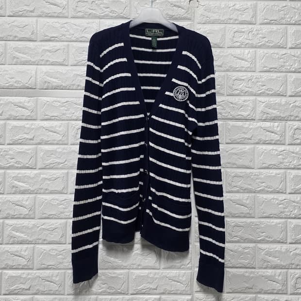 폴로 랄프로렌 네이비 스트라이프 가디건 L