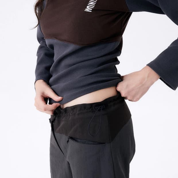 할로미늄 2 tone rib light tee gray&brown