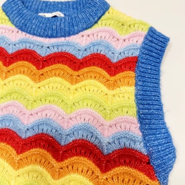 새) 자라 레인보우 니트 베스트