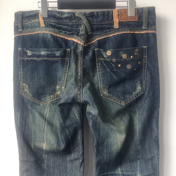 Back pocket button point washing denim p