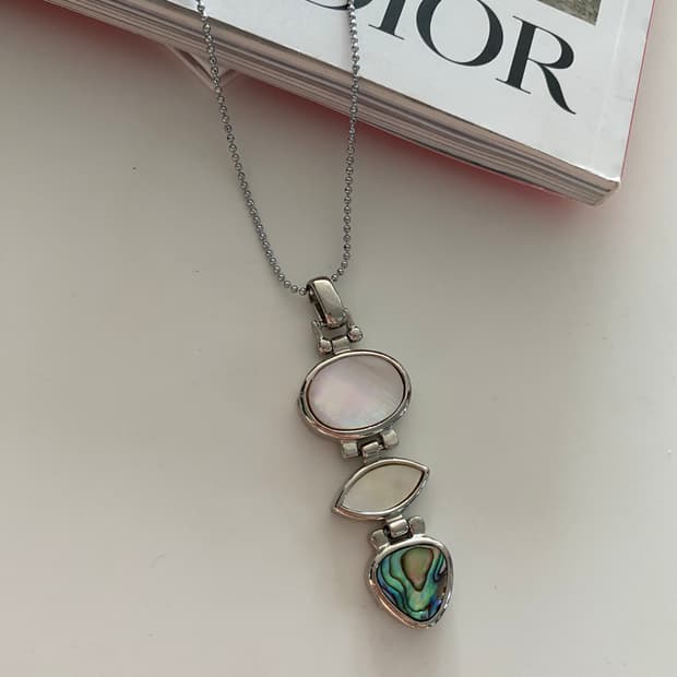 18k 도금 앤틱 자개 목걸리 빈티지