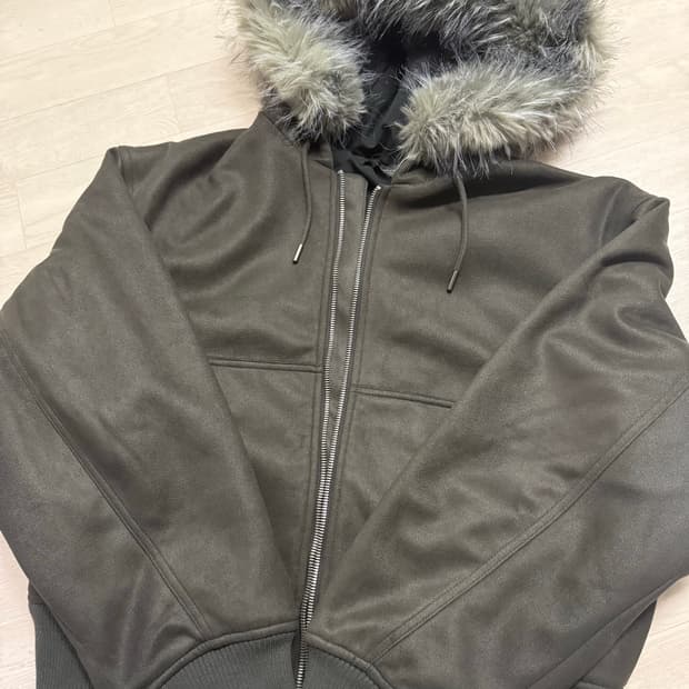 자라 페이크 스웨이드 퍼 패딩 자켓 m