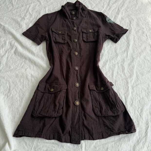 브라운 y2k 미니 원피스