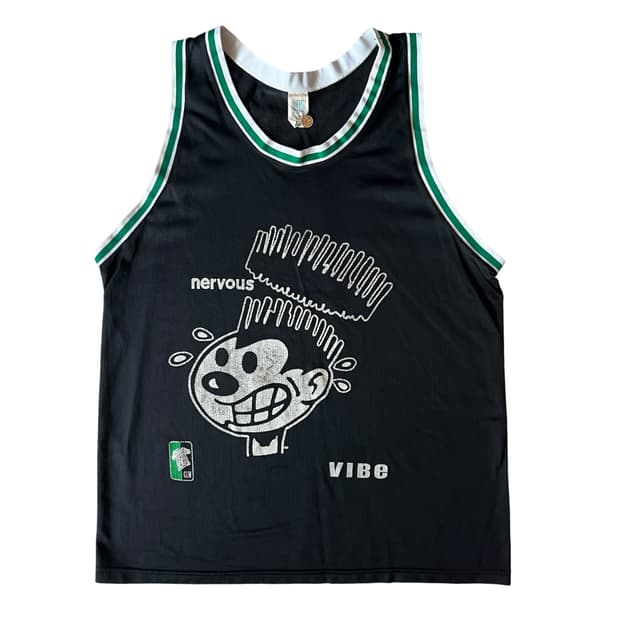 빈티지 90s Nervous Records 메쉬 슬리브리스
