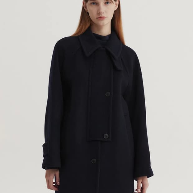 eaah 이아 하프 발마칸 코트 네이비