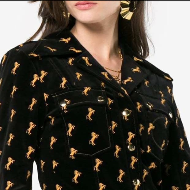 (새상품)끌로에 황금말 자수 벨벳 셔츠(프랑스36) (국내 44반 55)