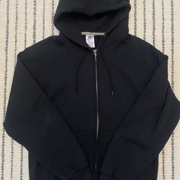 러셀 애슬래틱 코튼 블랙 후드 집업