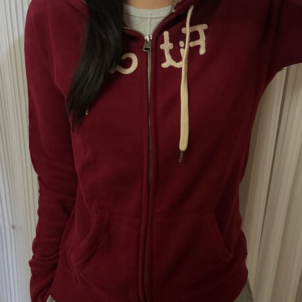 아베크롬비 버건디 후드집업 L