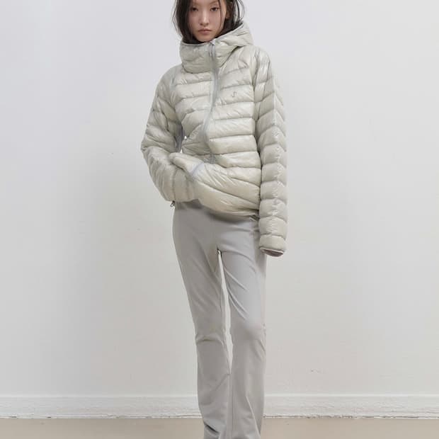 오호스 라이트다운 후드 패딩 경량패딩 그레이