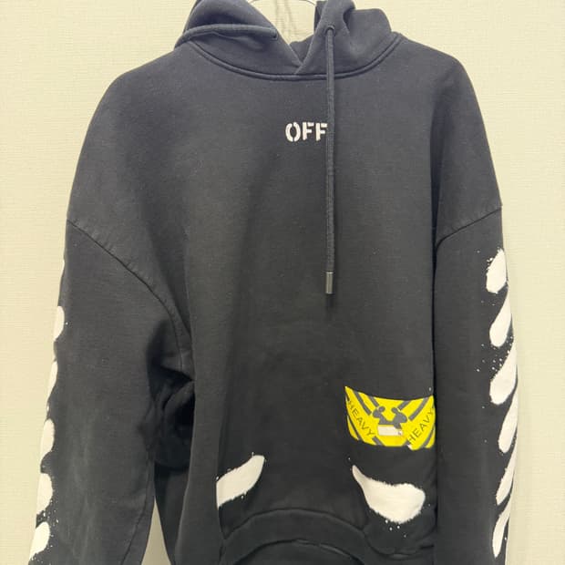 오프화이트 스프레이 오버핏 후드티 XXS[95-100]