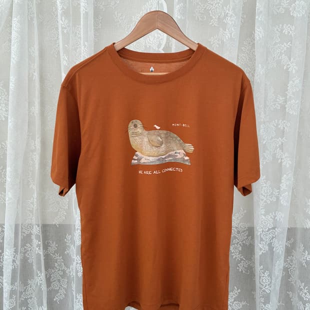 XL) 몽벨 그래픽 반팔 티셔츠 브라운