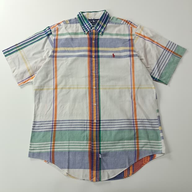 CK220 XL 폴로 90s 자이언트 마드라스 체크 반팔 셔츠 남방