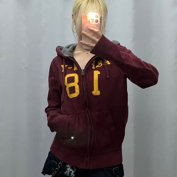 아베크롬비 버건디 후드집업